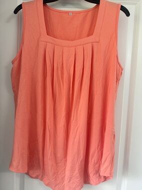 Amazon Coral Pleated Square-Neck Tank Top